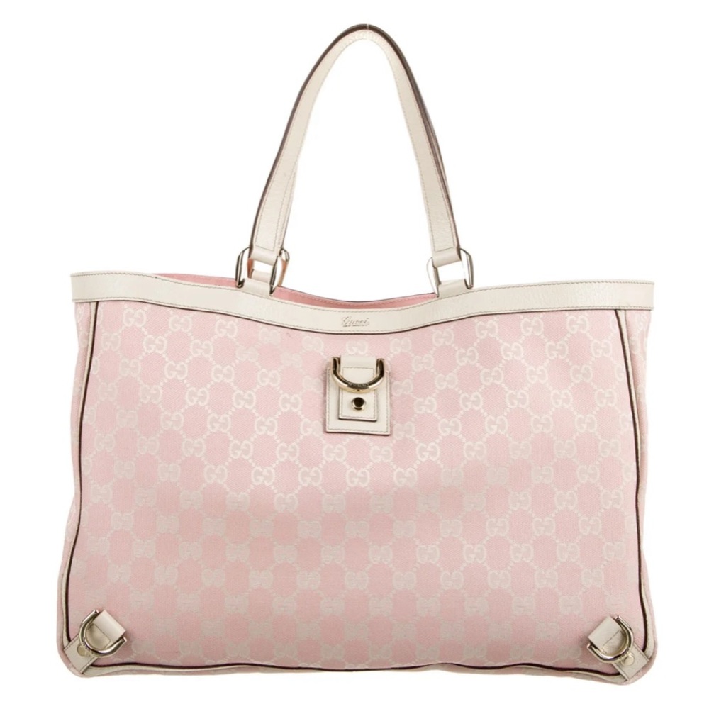 GUCCI | Pink/White GG Canvas Abbey D-Ring Tote Bag